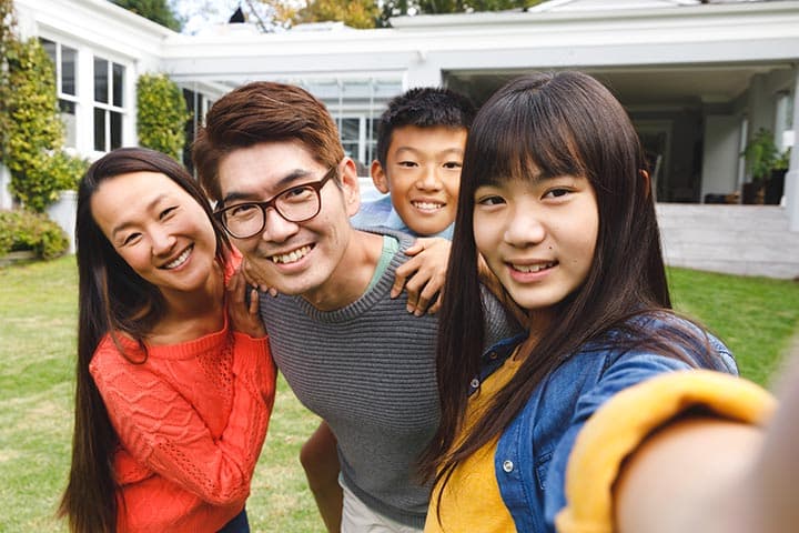 Happy family son and daughter