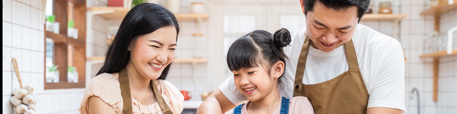happy family cooking